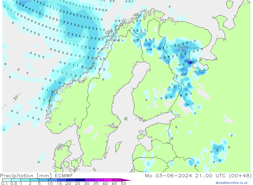 Precipitation ECMWF Mo 03.06.2024 00 UTC