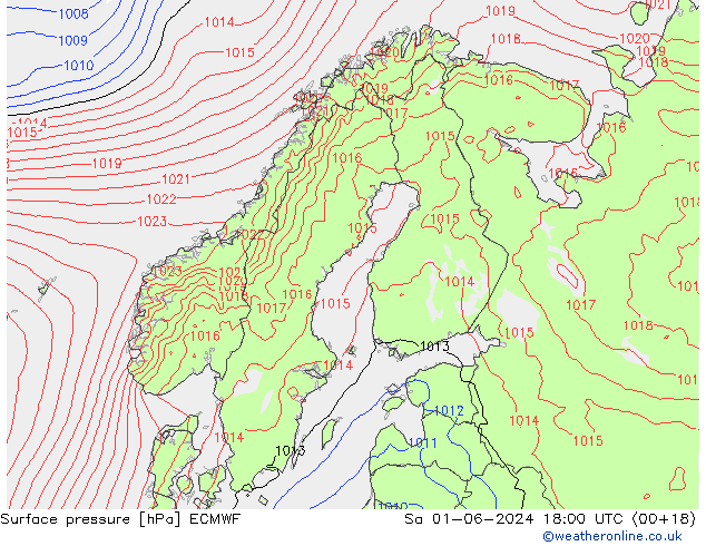 Luchtdruk (Grond) ECMWF za 01.06.2024 18 UTC