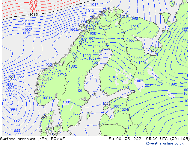 Bodendruck ECMWF So 09.06.2024 06 UTC