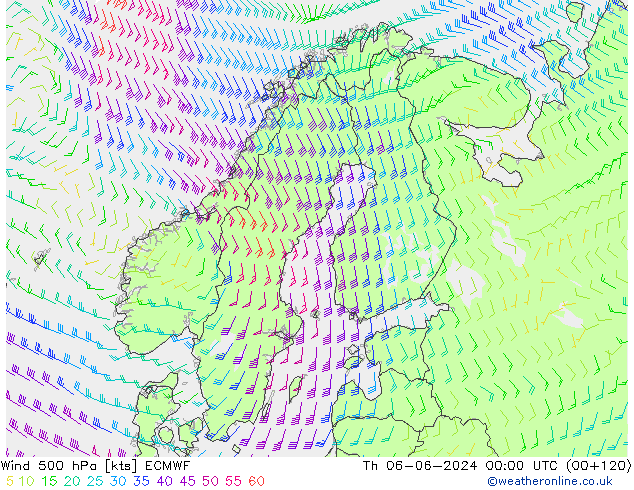 Wind 500 hPa ECMWF Th 06.06.2024 00 UTC