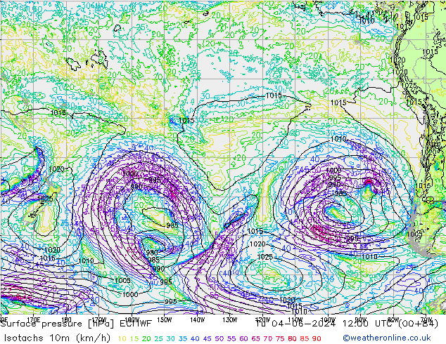 Isotachs (kph) ECMWF Ter 04.06.2024 12 UTC