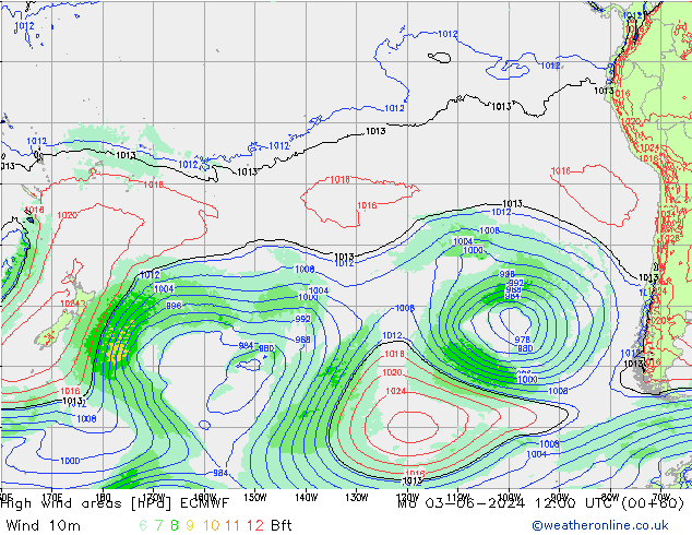 High wind areas ECMWF Mo 03.06.2024 12 UTC