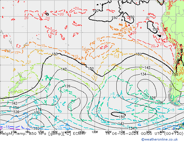 Height/Temp. 850 hPa ECMWF Do 06.06.2024 00 UTC