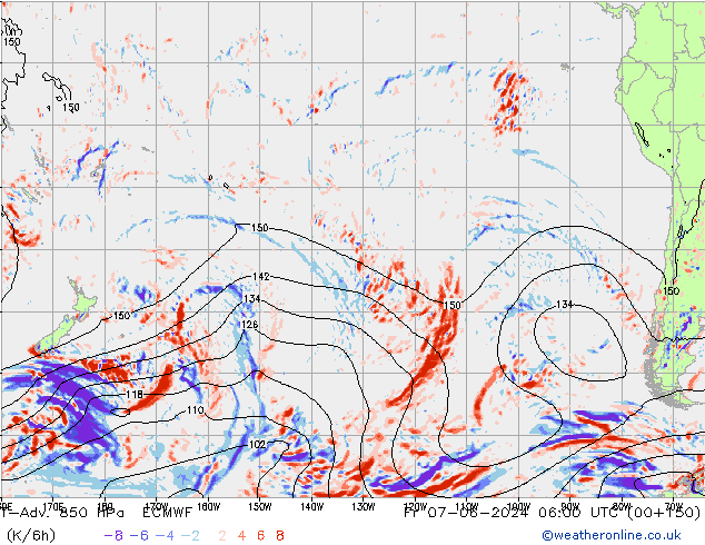 T-Adv. 850 hPa ECMWF Fr 07.06.2024 06 UTC