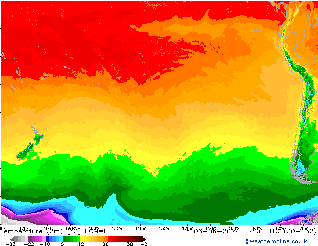Temperature (2m) ECMWF Th 06.06.2024 12 UTC