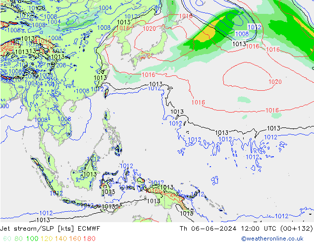 Straalstroom/SLP ECMWF do 06.06.2024 12 UTC