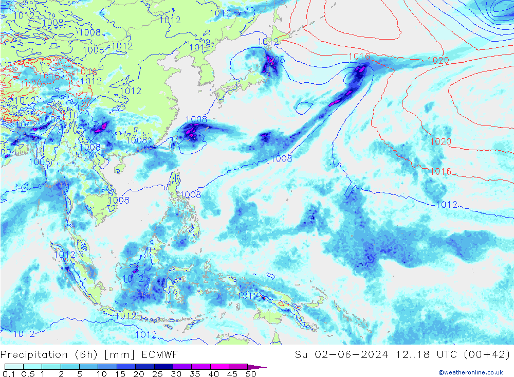 Precipitação (6h) ECMWF Dom 02.06.2024 18 UTC