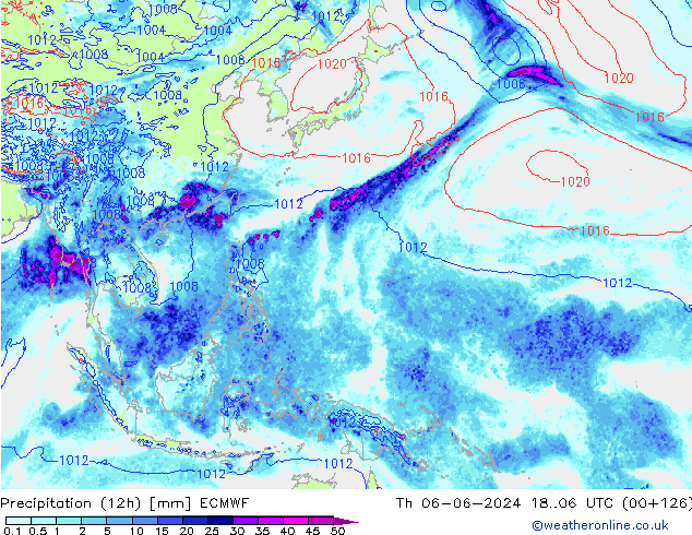 Précipitation (12h) ECMWF jeu 06.06.2024 06 UTC