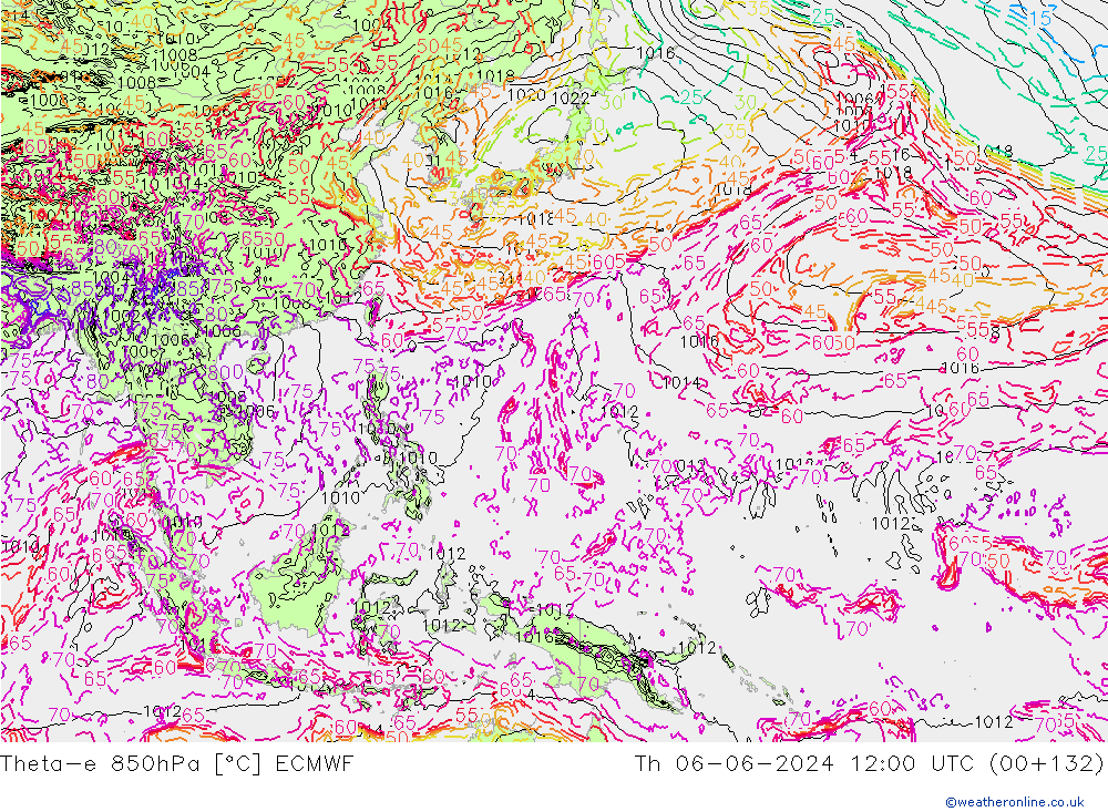 Theta-e 850hPa ECMWF  06.06.2024 12 UTC