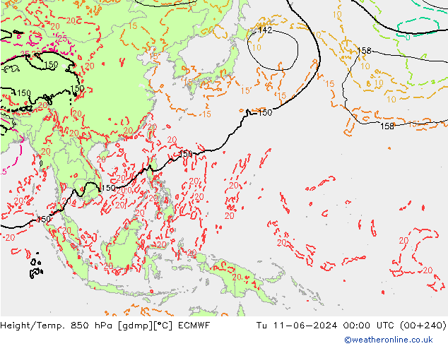 Z500/Rain (+SLP)/Z850 ECMWF  11.06.2024 00 UTC