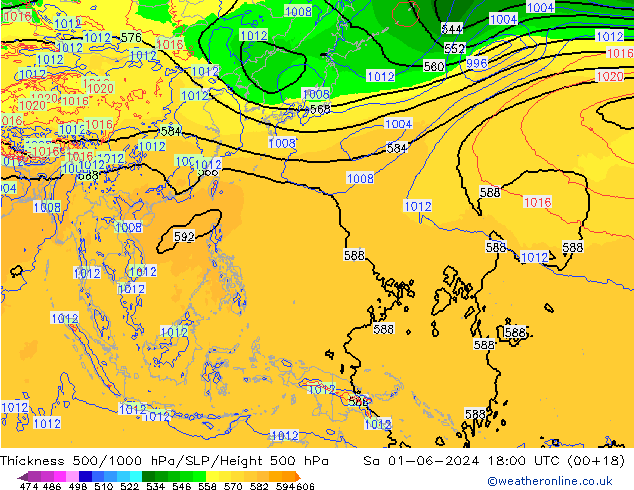 Thck 500-1000hPa ECMWF Sáb 01.06.2024 18 UTC