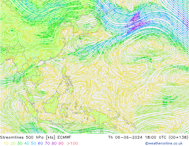 Streamlines 500 hPa ECMWF Th 06.06.2024 18 UTC