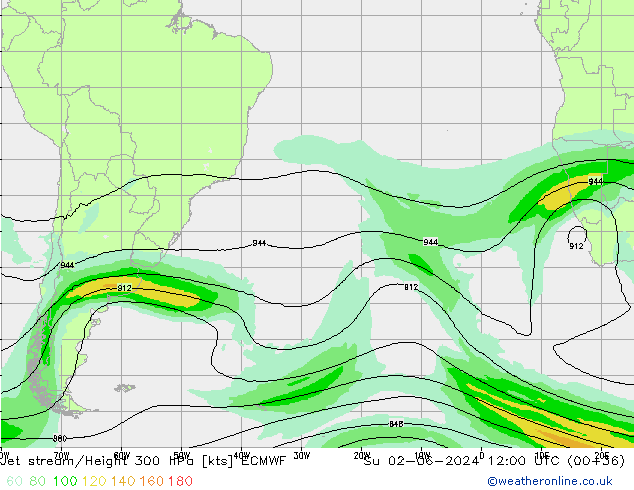 Jet stream/Height 300 hPa ECMWF Su 02.06.2024 12 UTC