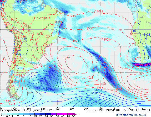 opad (12h) ECMWF nie. 02.06.2024 12 UTC