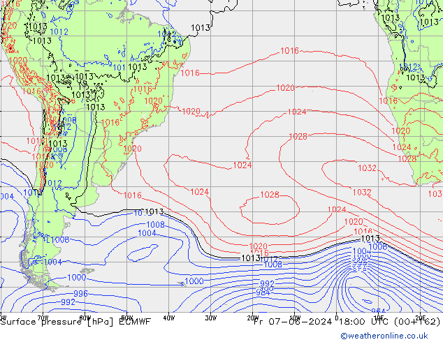 приземное давление ECMWF пт 07.06.2024 18 UTC