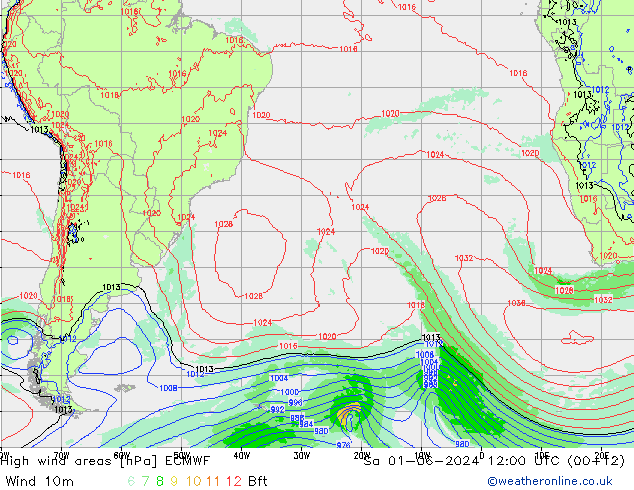 High wind areas ECMWF So 01.06.2024 12 UTC