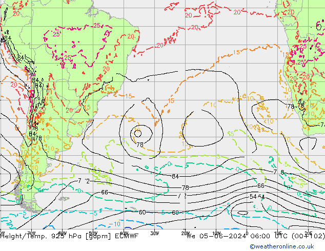 Height/Temp. 925 hPa ECMWF St 05.06.2024 06 UTC