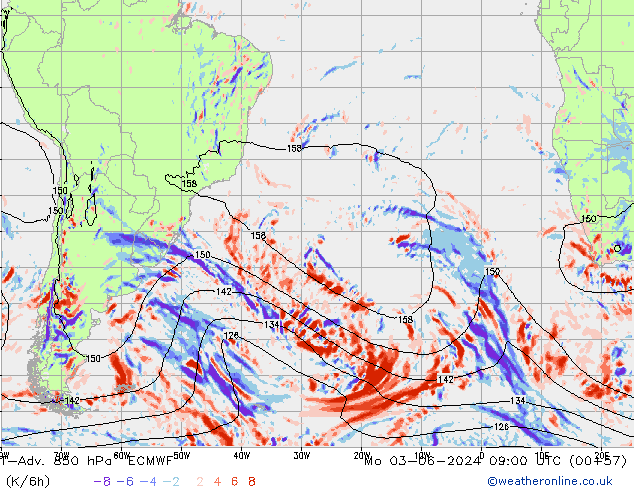 T-Adv. 850 hPa ECMWF lun 03.06.2024 09 UTC