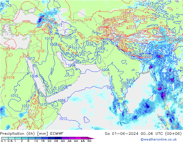 Yağış (6h) ECMWF Cts 01.06.2024 06 UTC