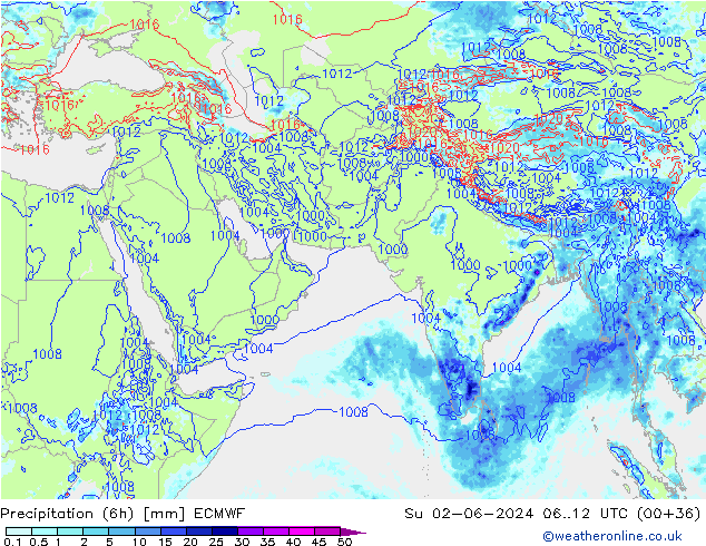 Z500/Rain (+SLP)/Z850 ECMWF Вс 02.06.2024 12 UTC