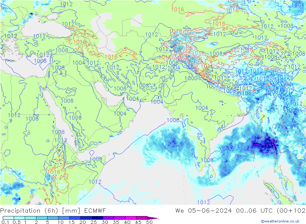 Yağış 6sa/Rüz. 10m/950 ECMWF Çar 05.06.2024 06 UTC