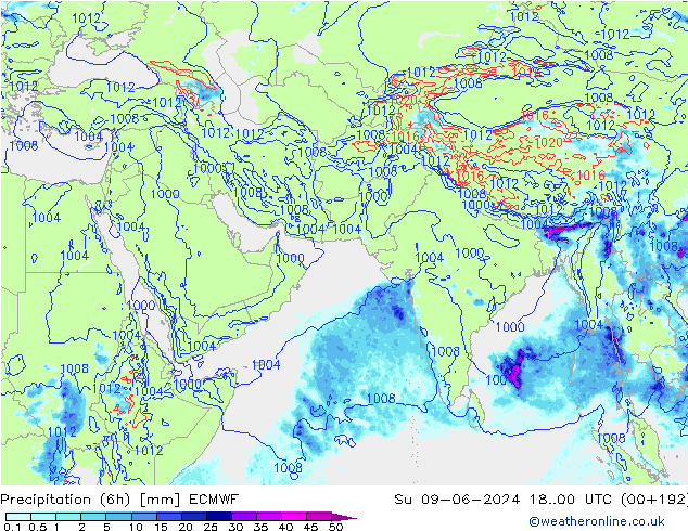 Z500/Rain (+SLP)/Z850 ECMWF nie. 09.06.2024 00 UTC