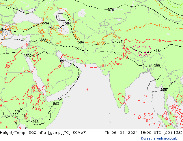 Height/Temp. 500 hPa ECMWF Qui 06.06.2024 18 UTC