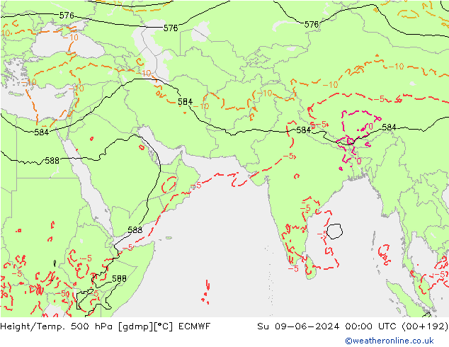 Z500/Rain (+SLP)/Z850 ECMWF dim 09.06.2024 00 UTC