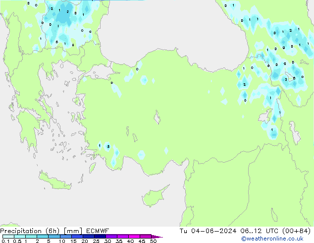 Neerslag 6h/Wind 10m/950 ECMWF di 04.06.2024 12 UTC