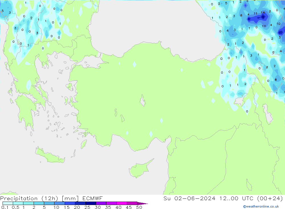 Précipitation (12h) ECMWF dim 02.06.2024 00 UTC