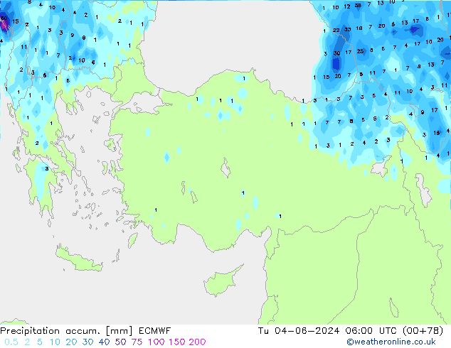 Precipitation accum. ECMWF mar 04.06.2024 06 UTC
