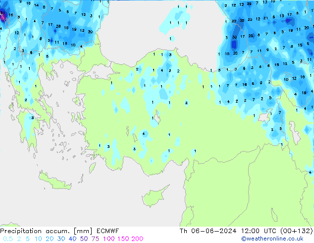 Precipitation accum. ECMWF  06.06.2024 12 UTC