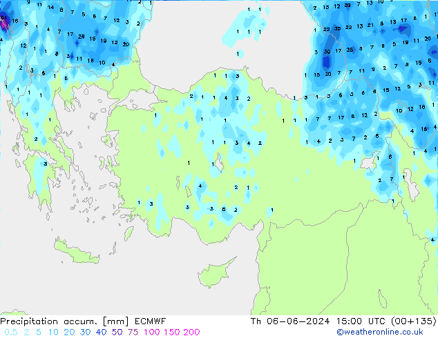 Precipitation accum. ECMWF Qui 06.06.2024 15 UTC