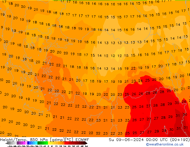 Z500/Rain (+SLP)/Z850 ECMWF Dom 09.06.2024 00 UTC