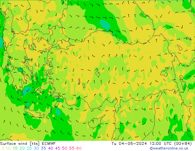 Neerslag 6h/Wind 10m/950 ECMWF di 04.06.2024 12 UTC