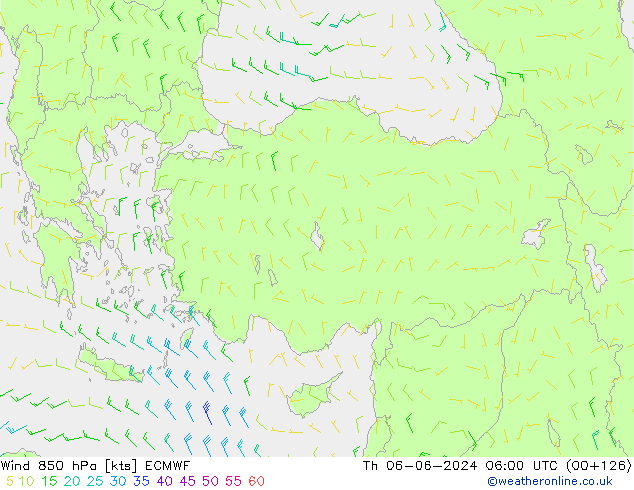 Wind 850 hPa ECMWF Th 06.06.2024 06 UTC