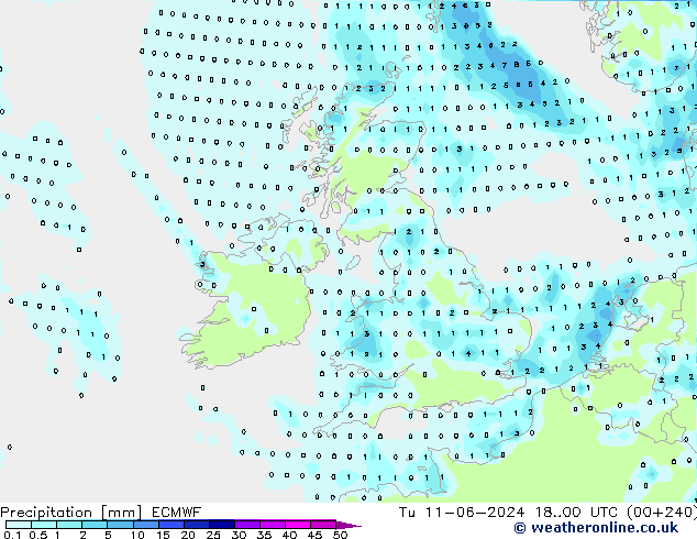 Precipitation ECMWF Tu 11.06.2024 00 UTC