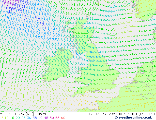 Vent 950 hPa ECMWF ven 07.06.2024 06 UTC