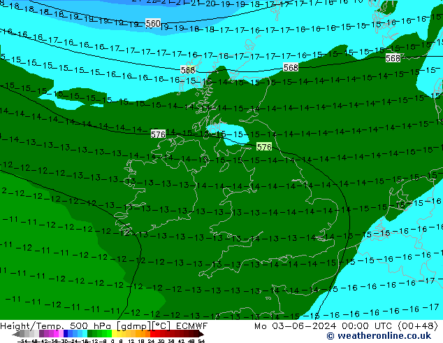 Z500/Rain (+SLP)/Z850 ECMWF Mo 03.06.2024 00 UTC