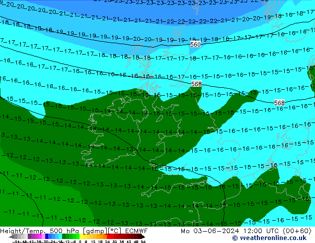 Z500/Rain (+SLP)/Z850 ECMWF lun 03.06.2024 12 UTC