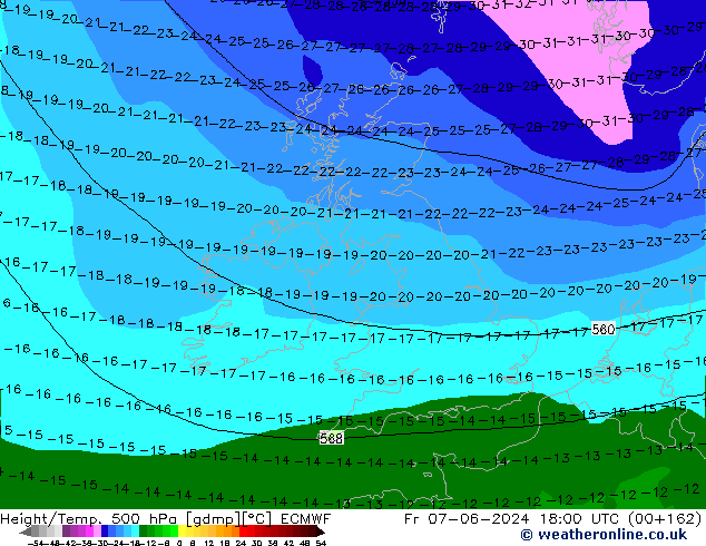 Z500/Rain (+SLP)/Z850 ECMWF Fr 07.06.2024 18 UTC