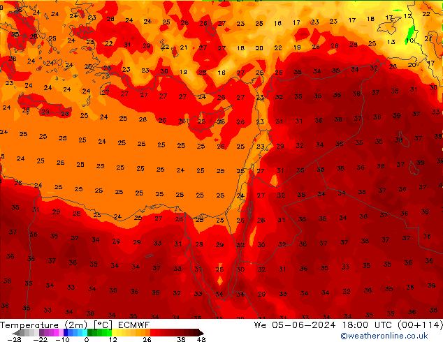 карта температуры ECMWF ср 05.06.2024 18 UTC