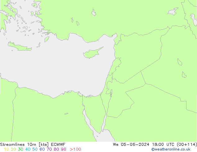 Linha de corrente 10m ECMWF Qua 05.06.2024 18 UTC