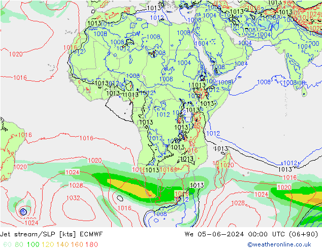 джет/приземное давление ECMWF ср 05.06.2024 00 UTC