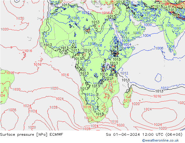 приземное давление ECMWF сб 01.06.2024 12 UTC