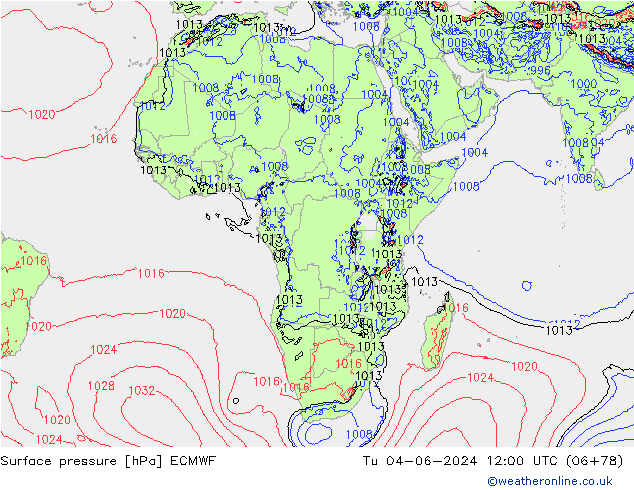 ciśnienie ECMWF wto. 04.06.2024 12 UTC