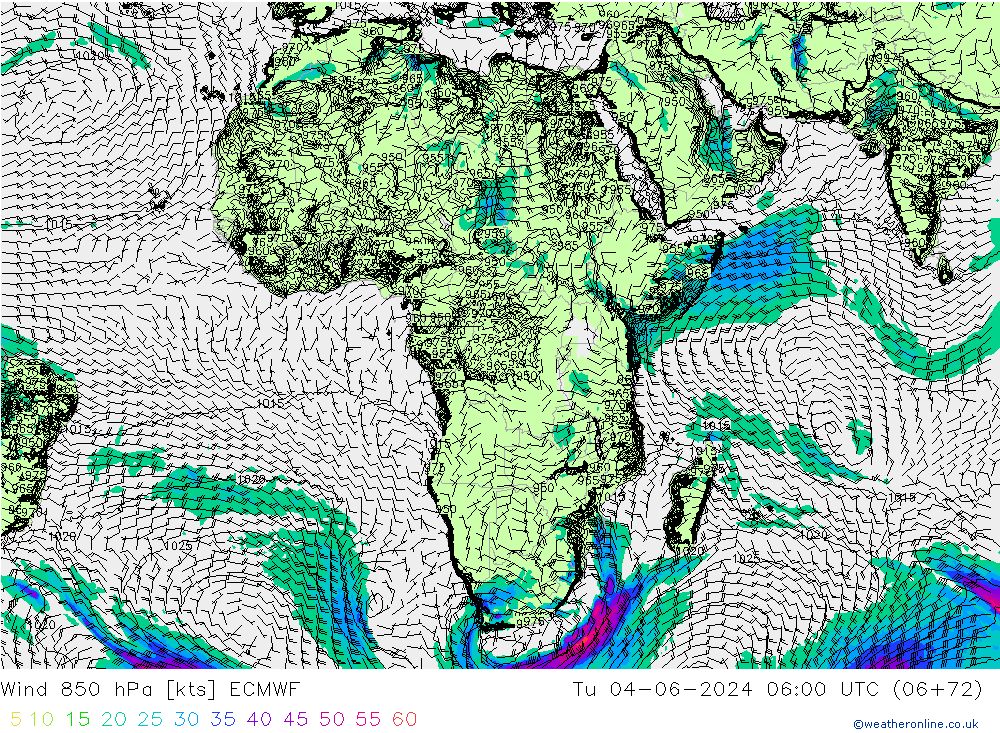 ветер 850 гПа ECMWF вт 04.06.2024 06 UTC