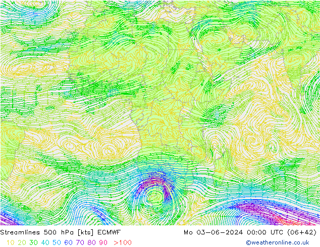 Stroomlijn 500 hPa ECMWF ma 03.06.2024 00 UTC