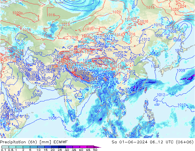 Z500/Rain (+SLP)/Z850 ECMWF sáb 01.06.2024 12 UTC