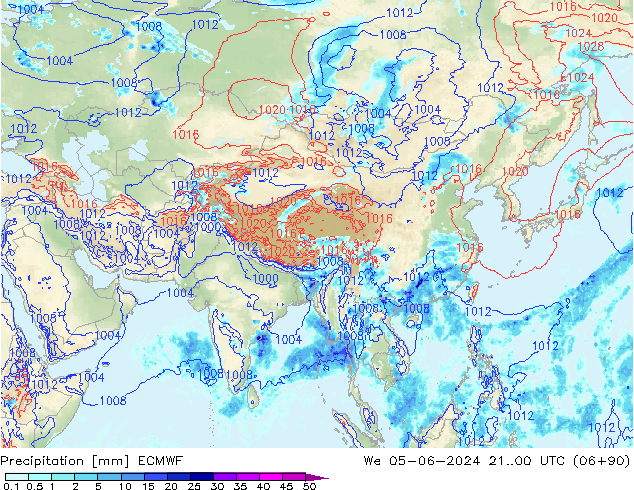 Precipitazione ECMWF mer 05.06.2024 00 UTC